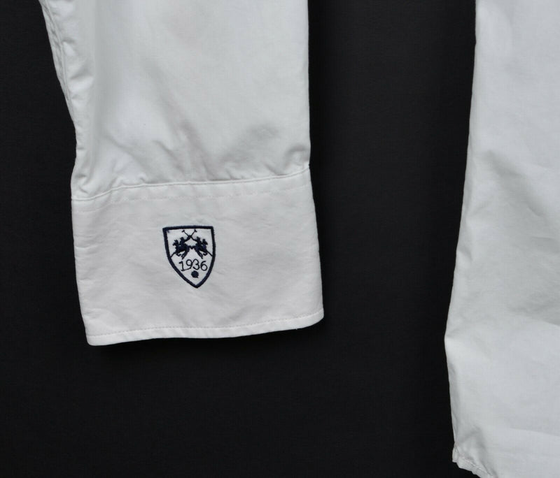 La Martina Men's Sz Medium USA Polo Team White Flip Cuff Button-Front Shirt