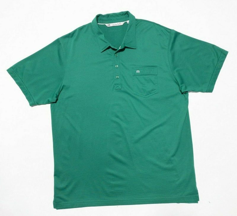 Travis Mathew Polo XXL Men's Golf Shirt Solid Green Pocket Pima Cotton Blend