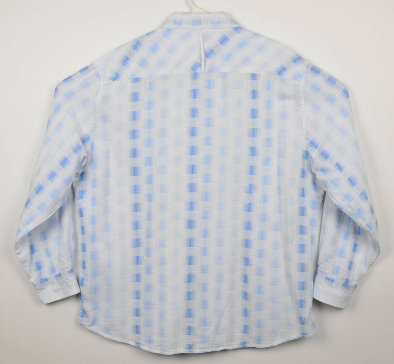 Carbon 2 Cobalt Men's XL White Blue Plaid Long Sleeve Button-Front Shirt
