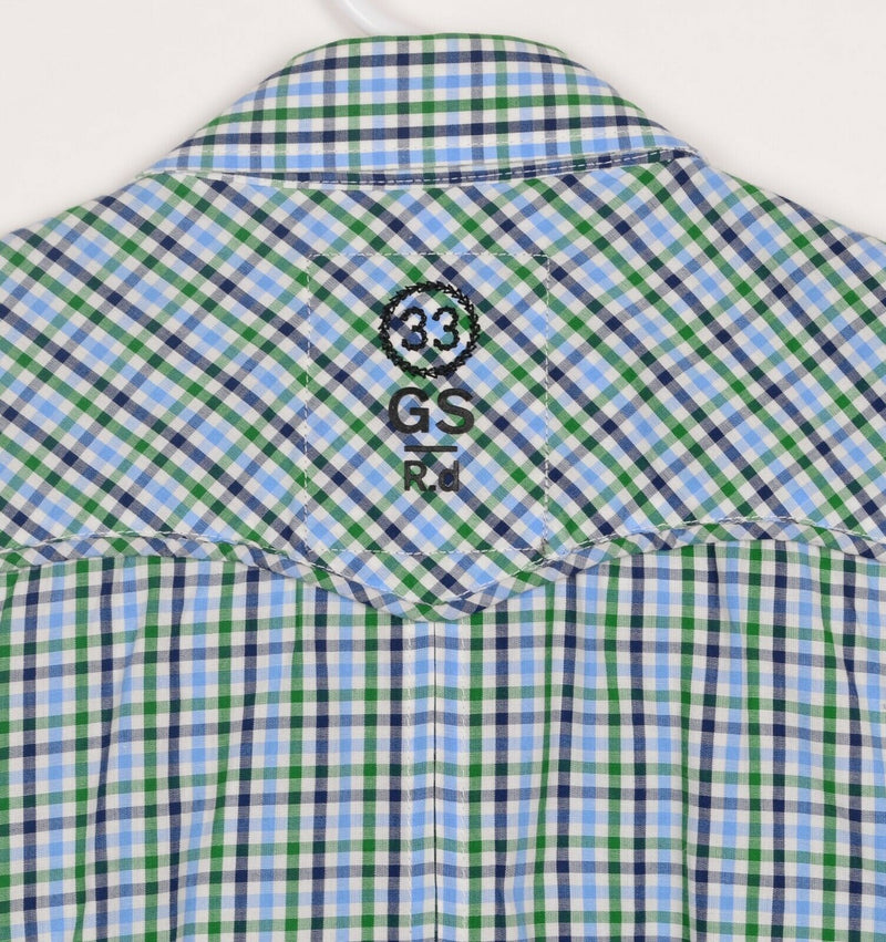 G-Star Originals Men's Sz 2XL Blue Green Plaid Short Sleeve Snap Zip Shirt