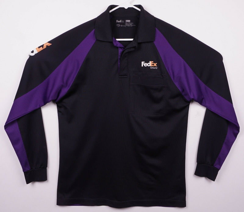 FedEx Ground Men's Medium Stan Herman Uniform Delivery Long Sleeve Polo Shirt