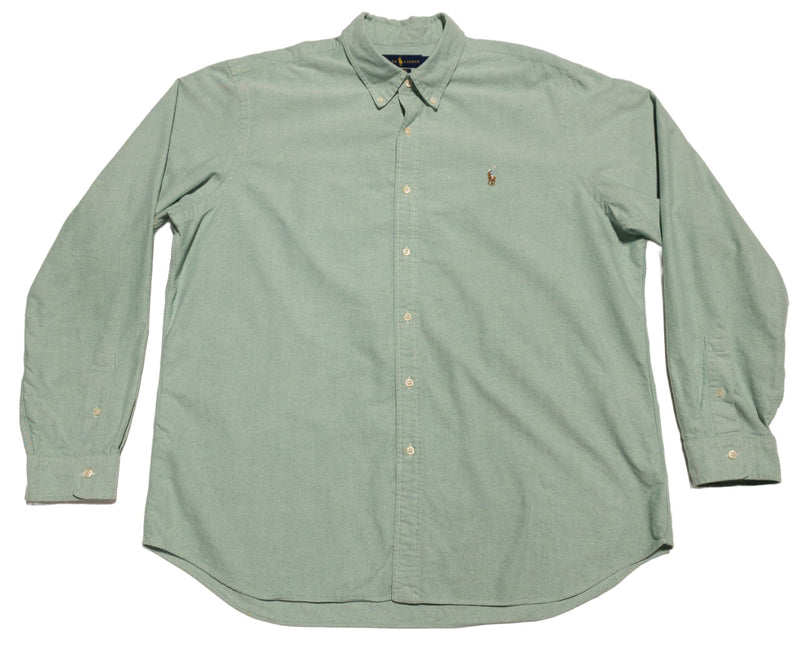 Polo Ralph Lauren Shirt Men's 2XL Long Sleeve Button-Down Oxford Green Preppy