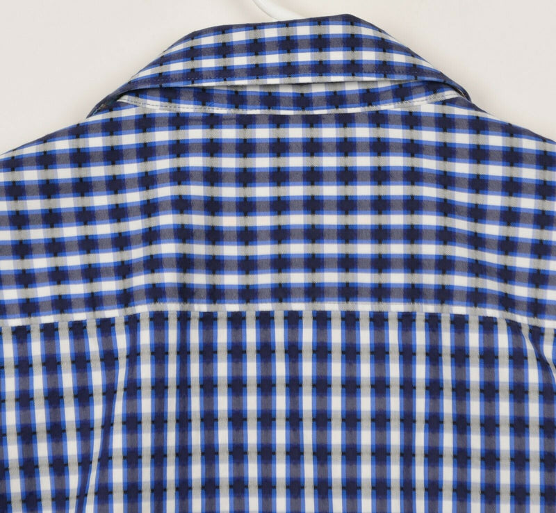 Robert Graham Men's Large Classic Fit Flip Cuff Doors Graphic Blue Plaid Shirt