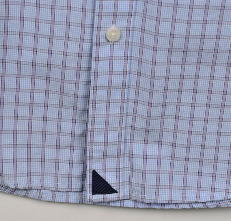 UNTUCKit Men's Large Slim Fit Blue Purple Plaid Long Sleeve Button-Front Shirt