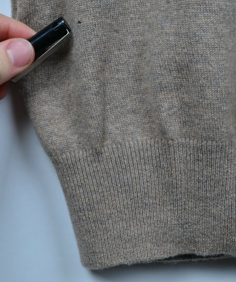 Peter Millar Men's 2XL Crown 100% Cashmere V-Neck Beige Pullover Sweater HOLES