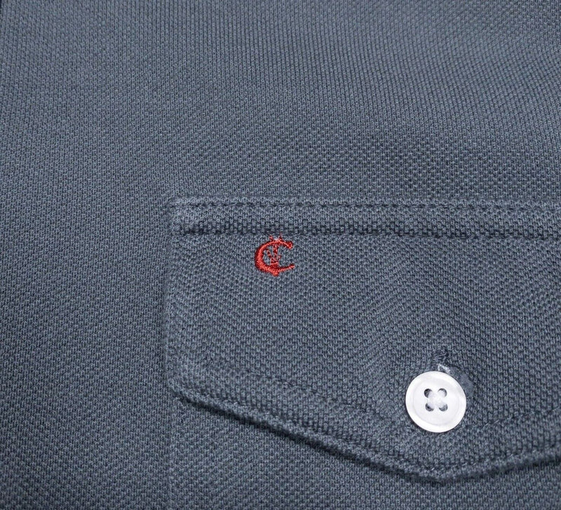 Criquet Polo Shirt Medium Men's Long Sleeve Dark Gray Logo Pocket Golf Casual