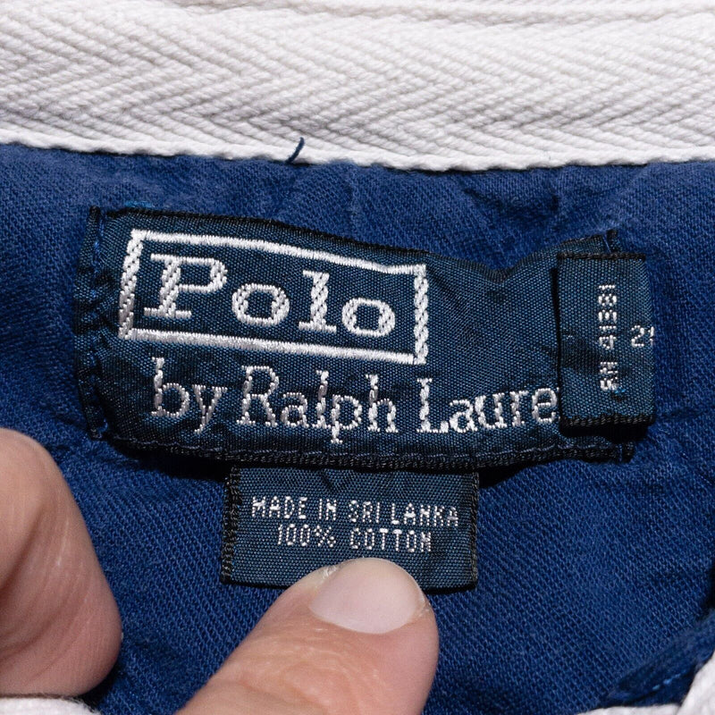 Polo Ralph Lauren Rugby Shirt Men's Large Polo Long Sleeve Blue 90s Vintage Pony