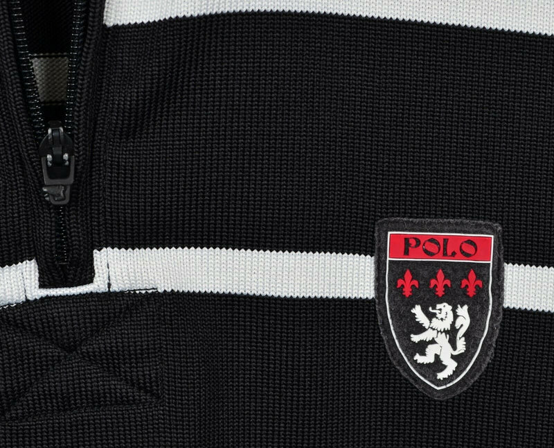Polo Sport Ralph Lauren Men's Sz XL 1/4 Zip Black Striped Crest 67 Sweatshirt