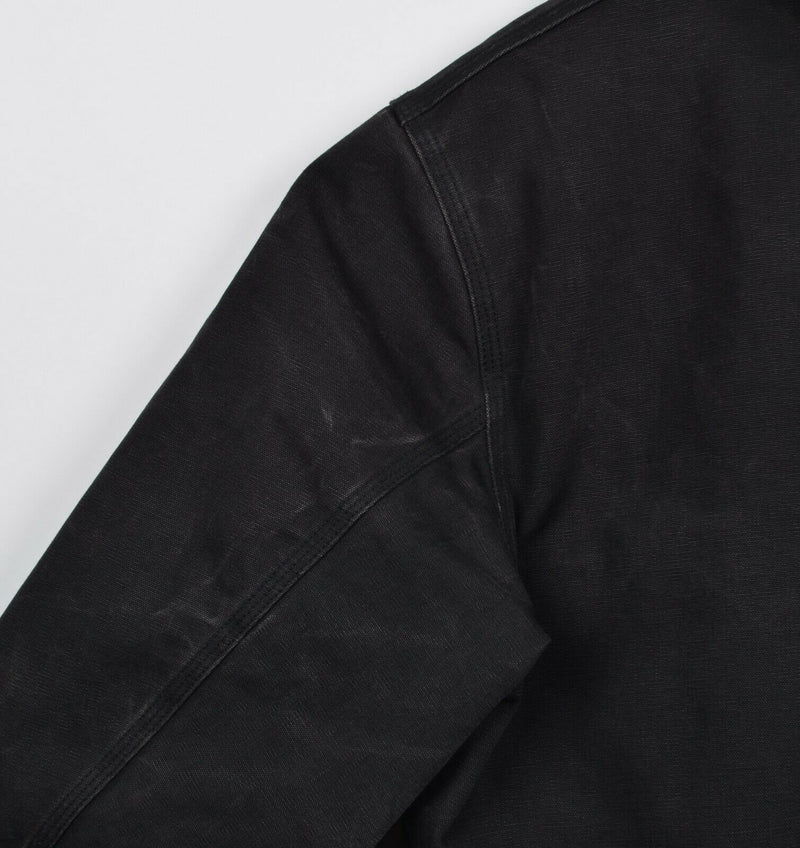 Vtg Carhartt Men's Sz 2XL Black Quilt Lined Hooded Union Full Zip Jacket J04 BLK