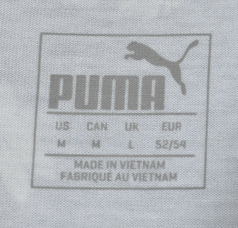 Puma Men's Medium Gray Floral Logo Polyester Blend Performance Golf Polo Shirt