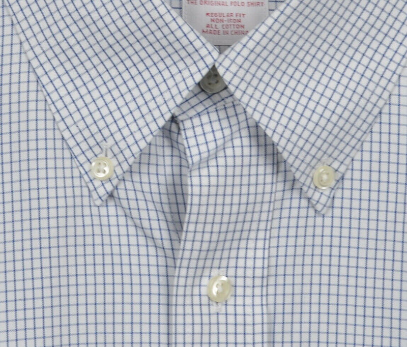 Brooks Brothers Men's 18-4/5 Regular Fit White Blue Non-Iron Dress Shirt