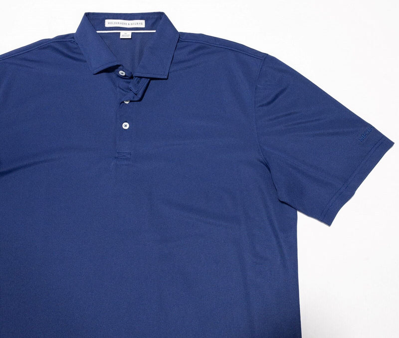 Holderness & Bourne XL Tailored Fit Golf Polo Men's Solid Blue Wicking Stretch