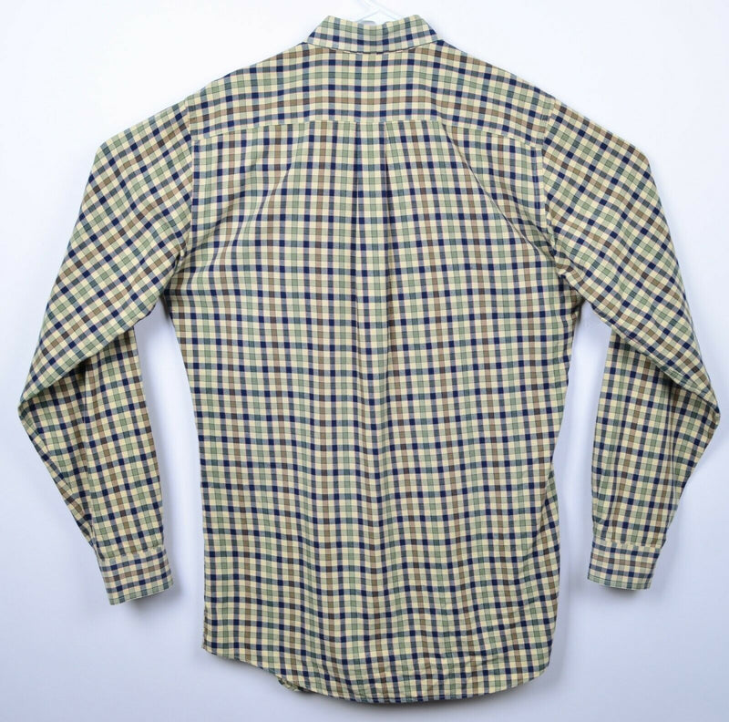 Viyella Men's LT Cotton Wool Blend Plaid Check Navy Yellow Flannel Shirt