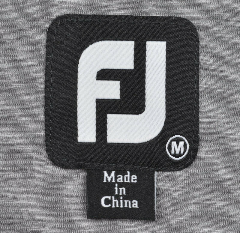 FootJoy Men's Medium Gray Black Striped Wicking Performance FJ Golf Polo Shirt