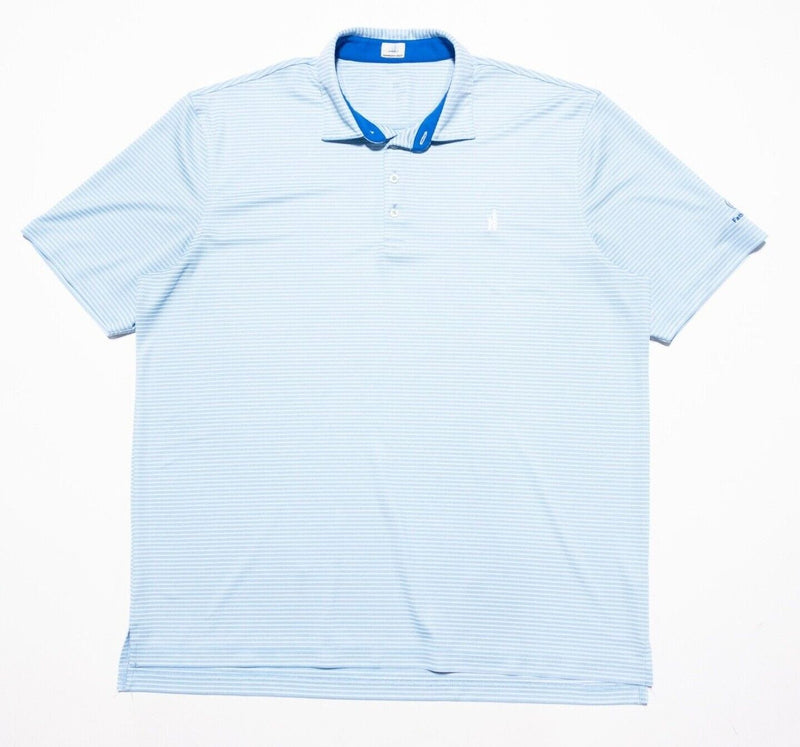 johnnie-O Hangin Out Polo Shirt Men's Fits XL Blue White Striped Performance