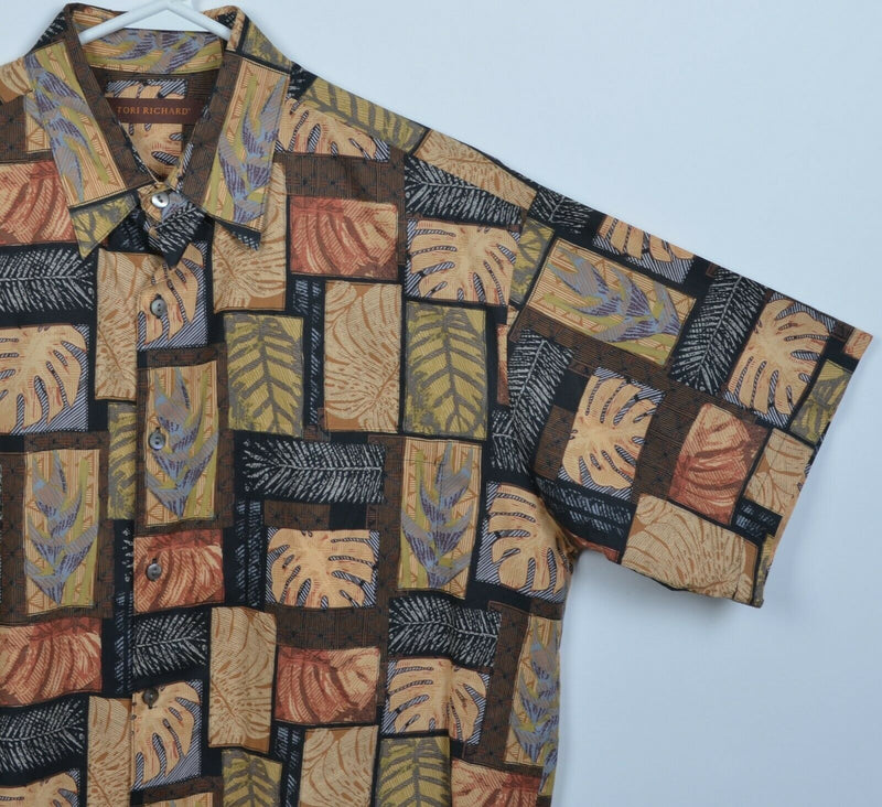 Tori Richard Men's Medium Floral Leaf Geometric Cotton Lawn USA Hawaiian Shirt