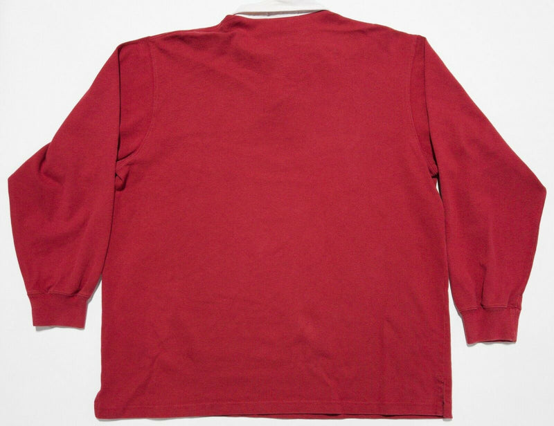 Polo Ralph Lauren Men's Large Rugby Solid Red Long Sleeve Pony Rugby Polo Shirt