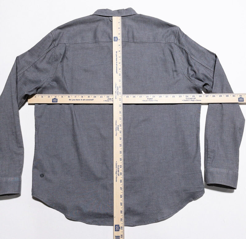 Lululemon Shirt Men's Fits 2XL Long Sleeve Button-Front Gray Oxford Stretch