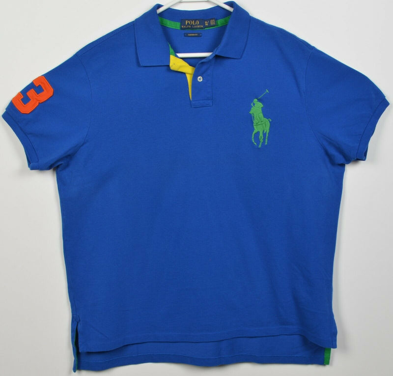 Polo Ralph Lauren Men's XL Custom Fit Big Pony Embroidered Blue Polo Shirt