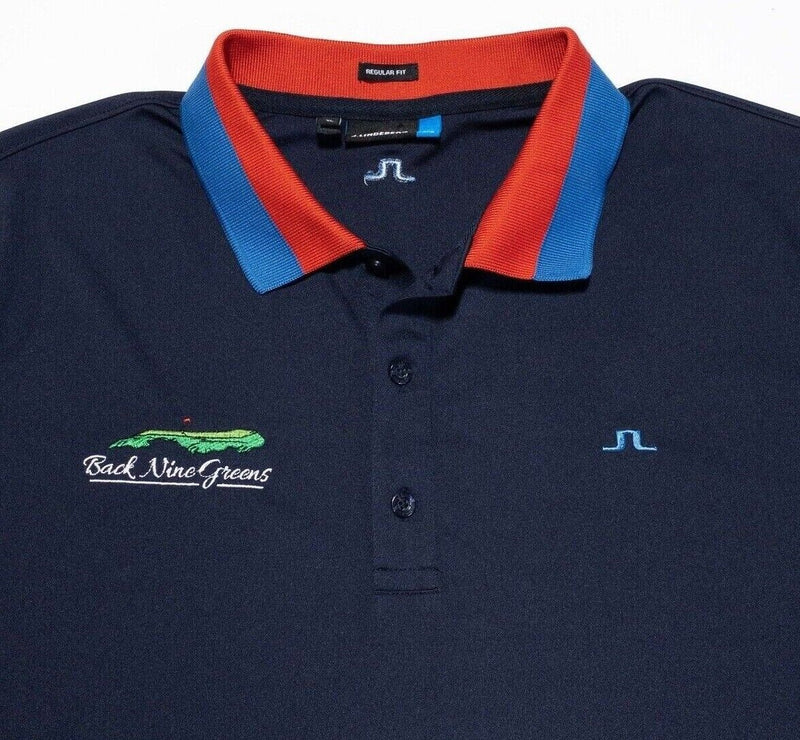 J.Lindeberg Golf Polo XL Regular Fit Men's Navy Blue Wicking Reg TX Jersey