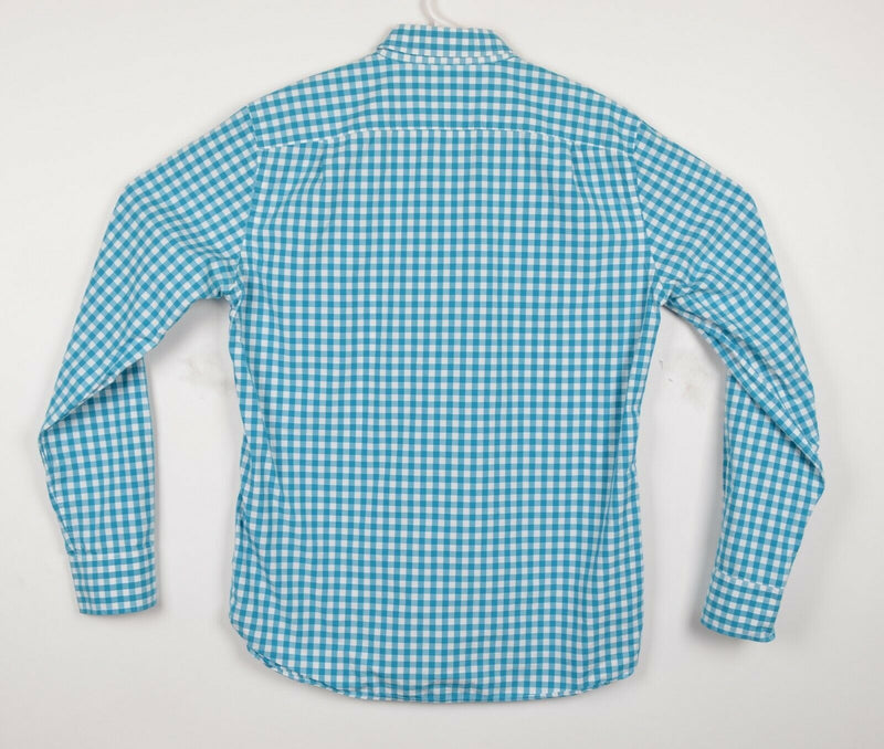 Bonobos Men's Medium Slim Fit Blue Gingham Check Plaid Button-Down Shirt