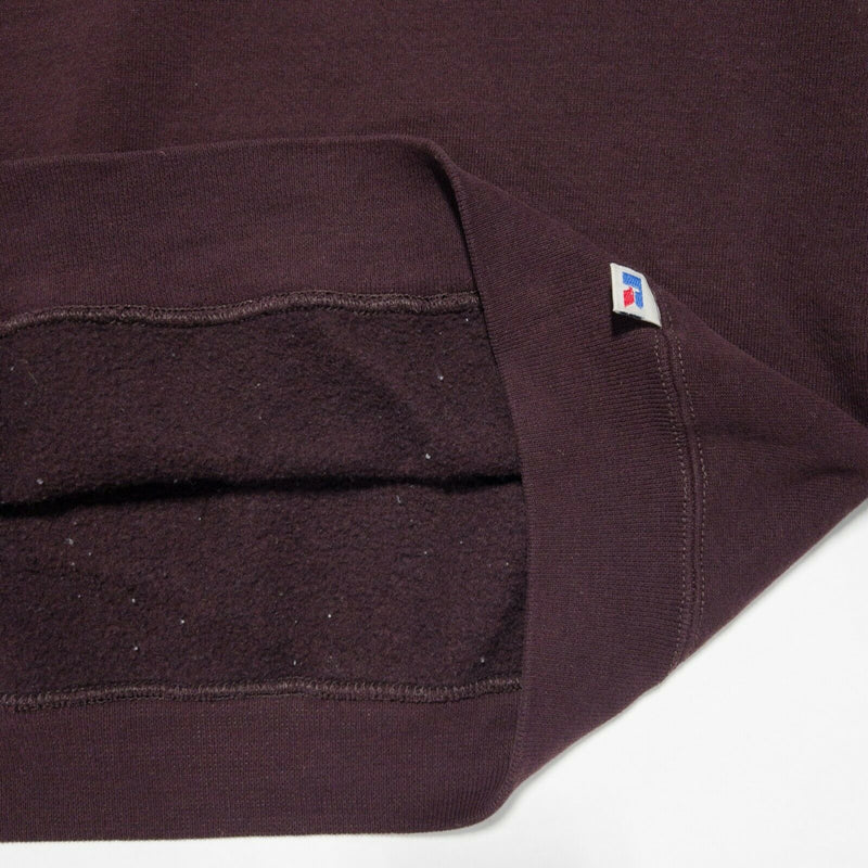 Vintage Russell Athletic Men's Large Solid Burgundy Purple 90s USA Sweatshirt