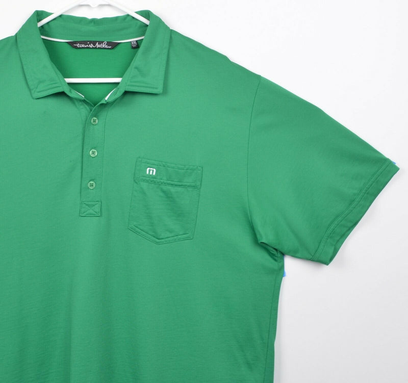 Travis Mathew Men's Sz 2XL Solid Green Pocket Pima Cotton Blend Golf Polo Shirt