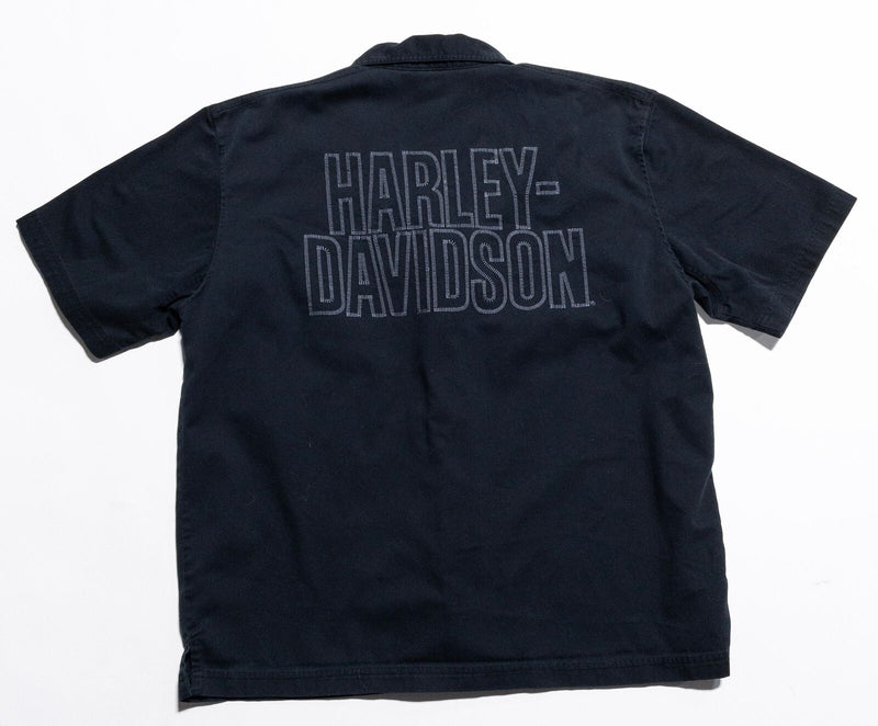 Harley-Davidson Button-Up Shirt Men's XL Black Biker Garage Mechanic Black