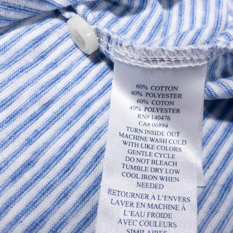 Faherty Long Sleeve Polo Men’s XL Shirt Striped Blue White Cotton Blend Soft
