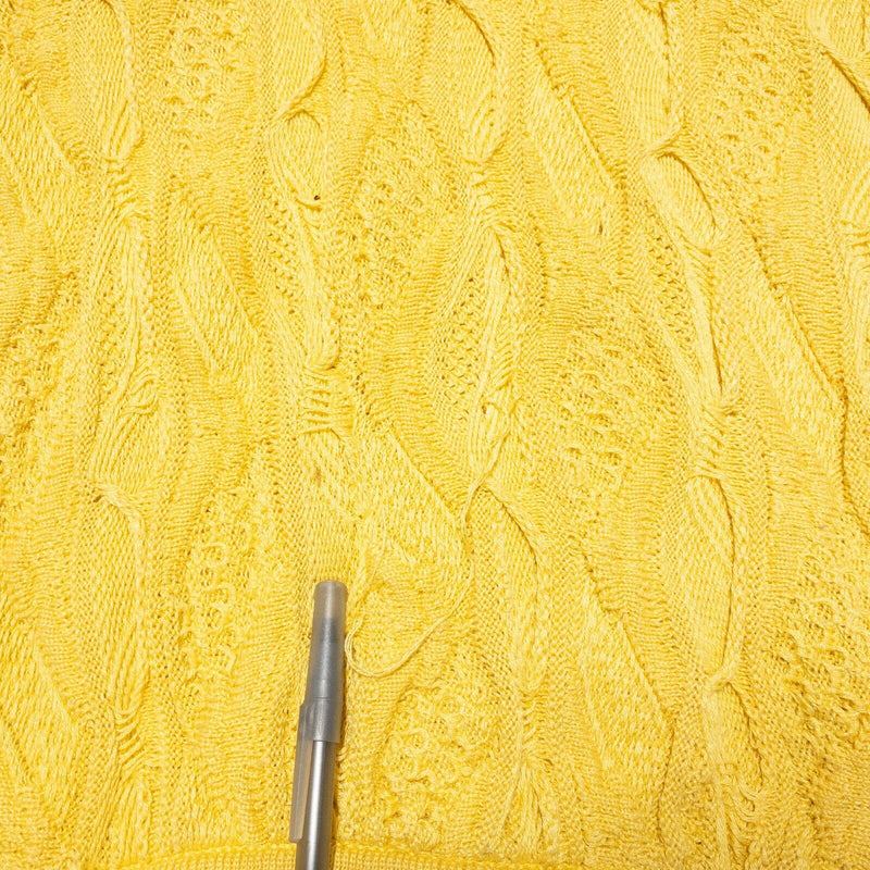 COOGI Basics Sweater Textured 3D Knit Short Sleeve Yellow Vintage 90s Men's XL