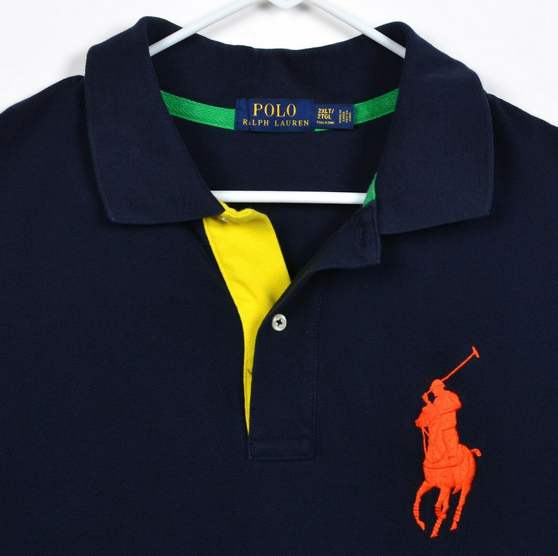 Polo Ralph Lauren Men's 2XLT Tall Big Pony Solid Navy Blue Polo Shirt