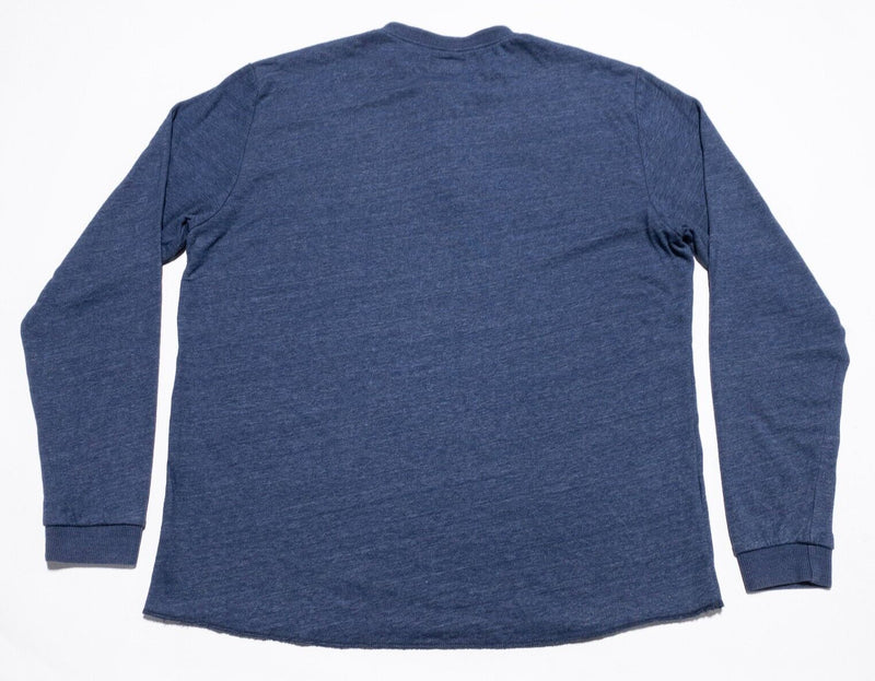 Marine Layer Henley Shirt Men XL Long Sleeve Cotton Blend Navy Blue Double-Layer