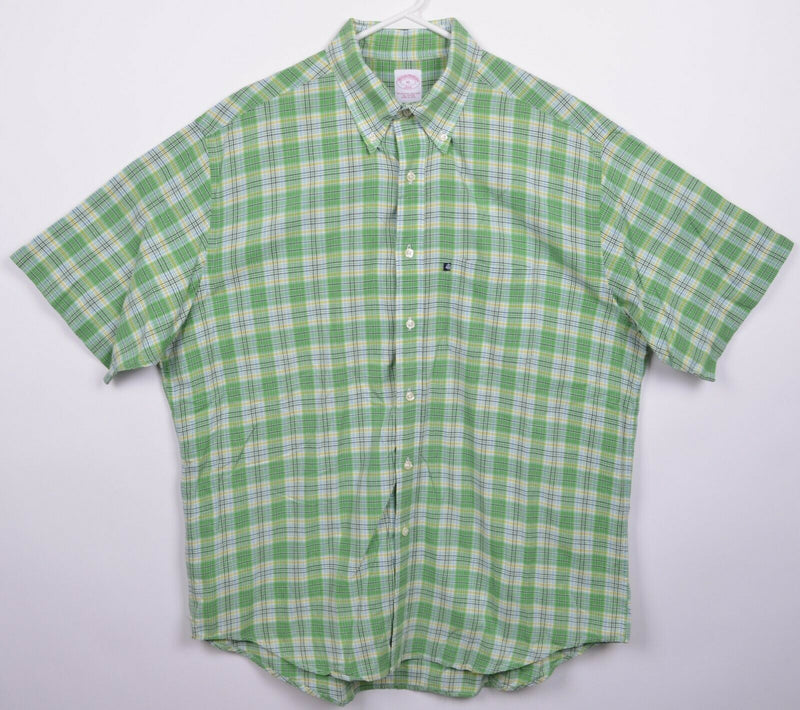 Brooks Brothers Men's XL Green Plaid Short Sleeve Button-Down Shirt