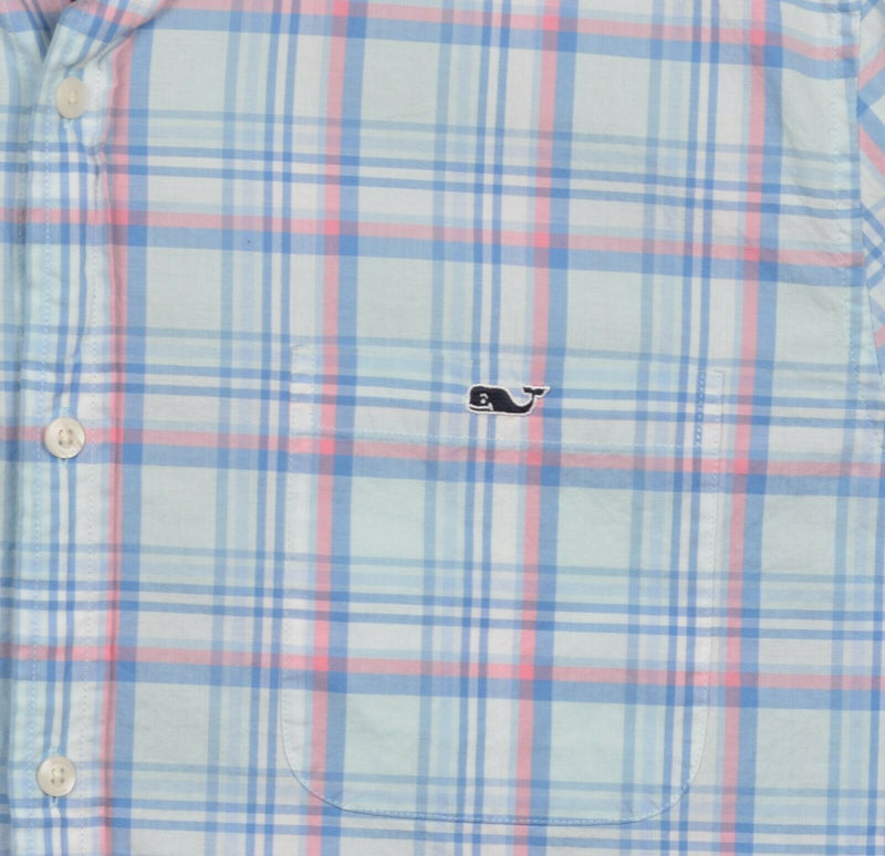 Vineyard Vines Men XL Slim Fit Tucker Shirt Saltwater Wash Blue Pink Plaid Shirt