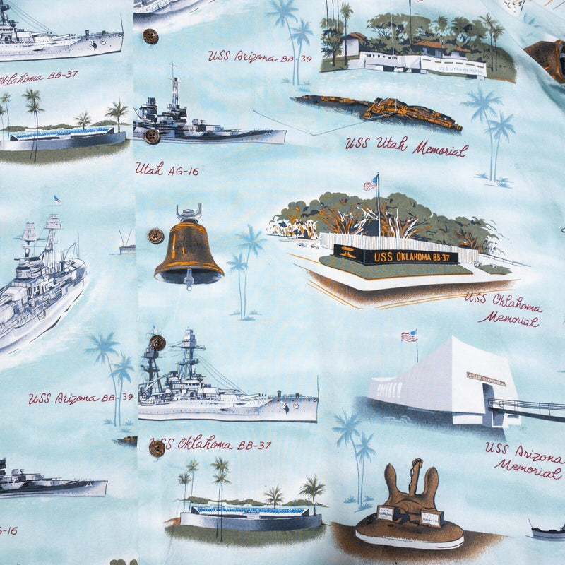 Kalaheo Hawaiian Shirt 3XL Men's USS Naval Ships Aloha Battleships Floral