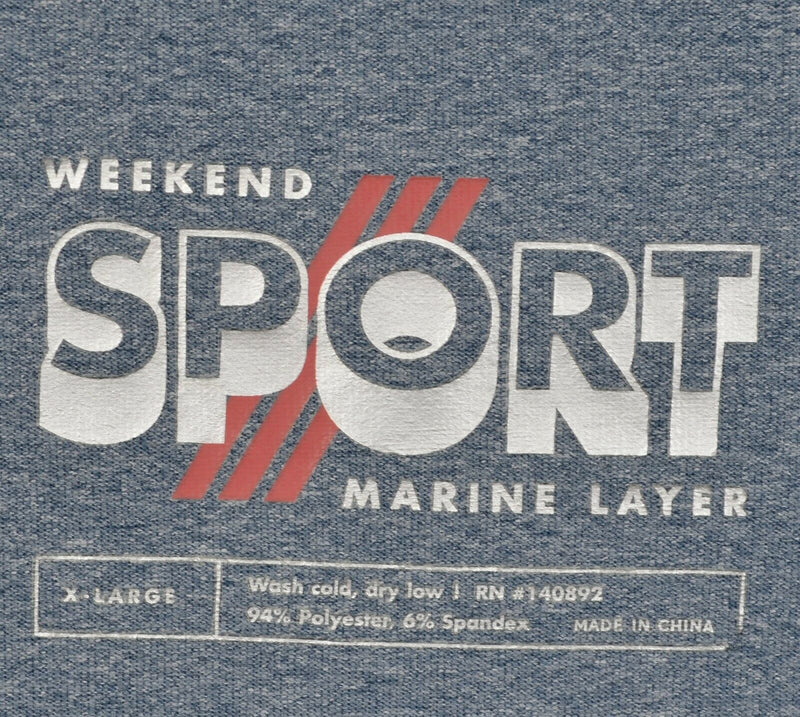 Marine Layer Men's XL Weekend Sport Heather Blue Poly Wicking Palmer Sport Polo