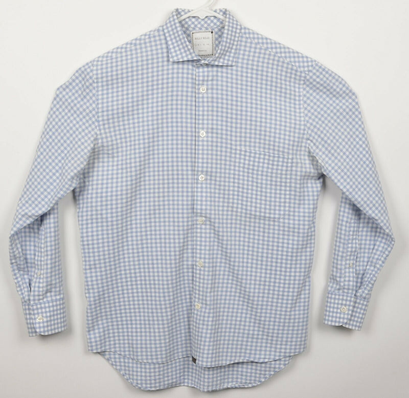 Billy Reid Men's Small Standard Cut Blue White Gingham Check Button-Front Shirt