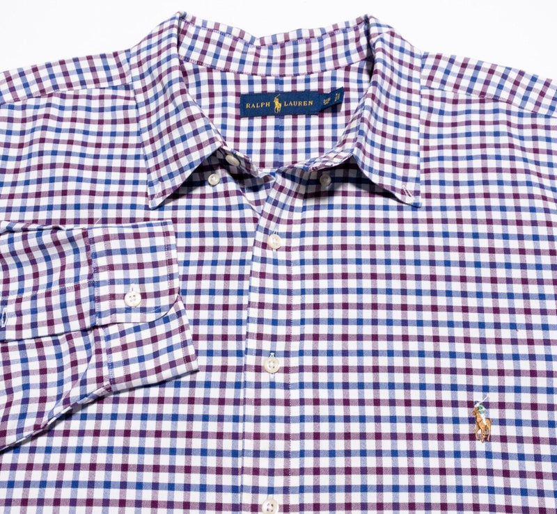 Polo Ralph Lauren 2XB Big Shirt Men's Button-Down Red Blue Check Long Sleeve 2XL