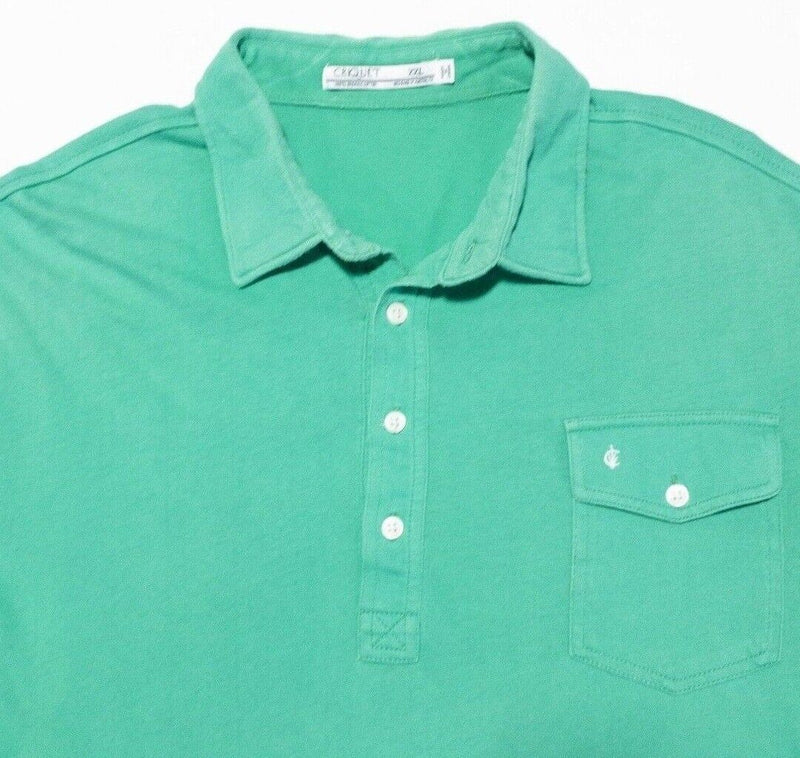 Criquet Polo XXL Men's Shirt Short Sleeve Pocket Solid Green Embroidered Logo