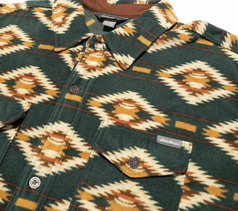 Eddie Bauer Flannel Shirt Jacket Shirt Men's XL Tall Aztec Green Long Sleeve