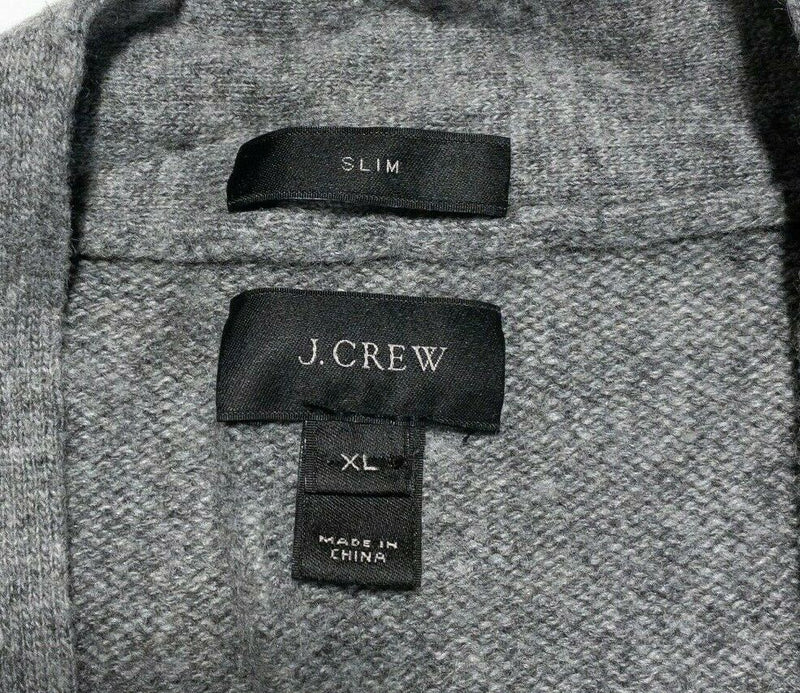 J. Crew Men XL Slim Merino Wool Alpaca Blend Gray Button-Front Cardigan Sweater
