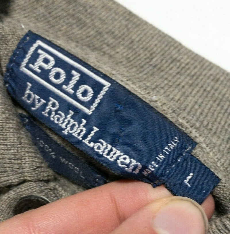 Polo Ralph Lauren Wool Collared Sweater Long Sleeve Italy Gray Men's Large