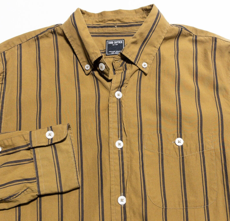 Todd Snyder Shirt Men's Medium Striped Gold Long Sleeve Button-Down New York