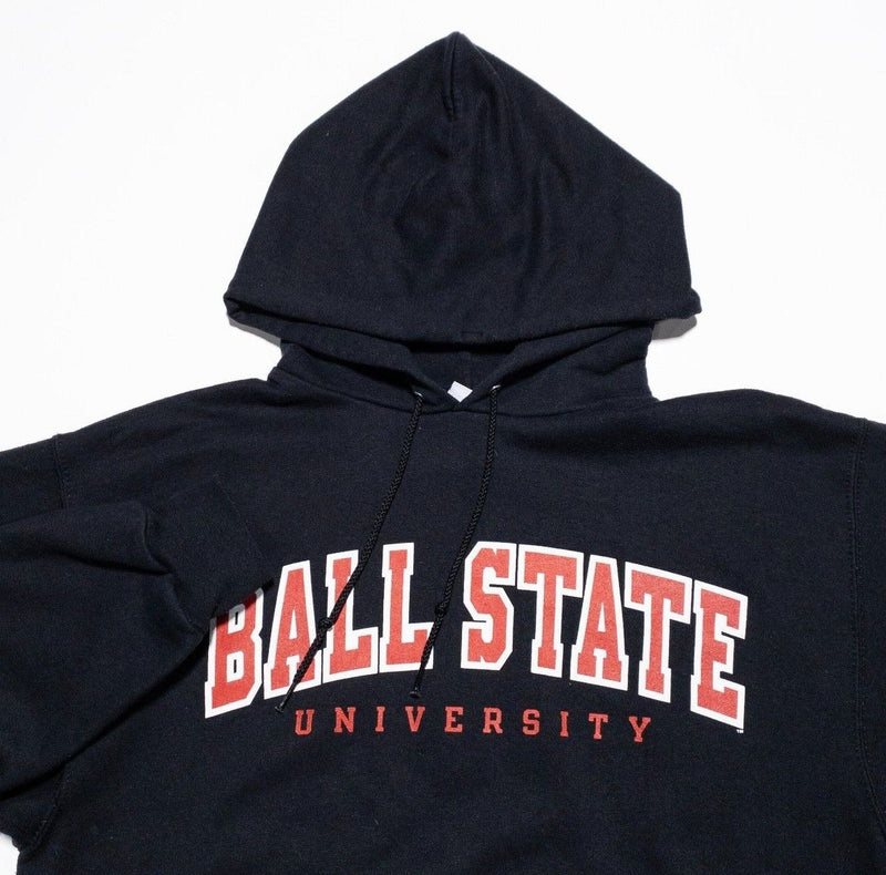 Ball State University Hoodie Men's Medium Champion Pullover Sweatshirt Black 90s