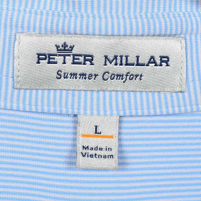 Peter Millar Summer Comfort Men's Large NBC Olympics Blue Stripe Golf Polo