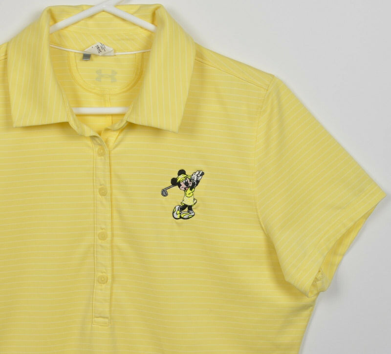 Disney Under Armour Women's Large Yellow Minnie Mouse Wicking Golf Polo Shirt