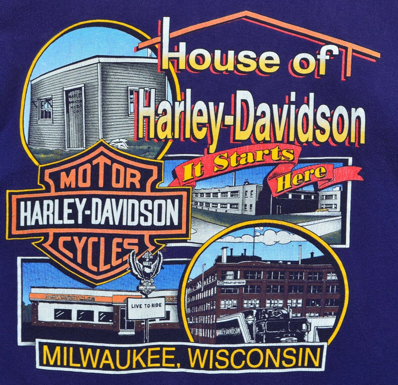 Vintage 1992 Harley-Davidson Men's Sz XL On The Prowl Biker Purple T-Shirt