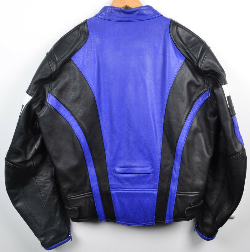 Joe Rocket Leather Motorcycle Racing Jacket Padded Armored Checker Flag Men's 48