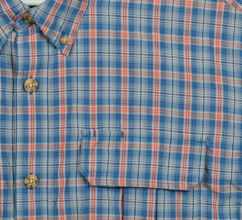 Duluth Trading Co Men's XL Polyester Nylon Blue Plaid Fishing Button-Front Shirt