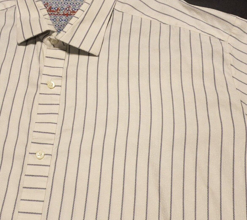Robert Graham 3XL Big Men's Shirt Flip Cuff Long Sleeve Cream Striped Party Fun